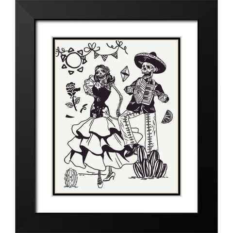 Day of the Dead Parade III Black Modern Wood Framed Art Print with Double Matting by Wang, Melissa