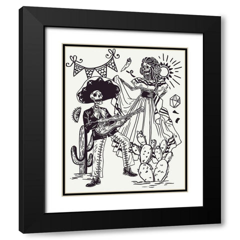 Day of the Dead Parade IV Black Modern Wood Framed Art Print with Double Matting by Wang, Melissa