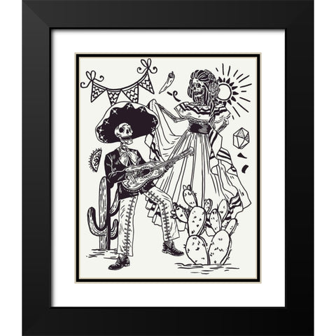 Day of the Dead Parade IV Black Modern Wood Framed Art Print with Double Matting by Wang, Melissa