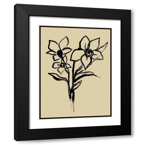 Inkwash Floral I Black Modern Wood Framed Art Print with Double Matting by Vess, June Erica