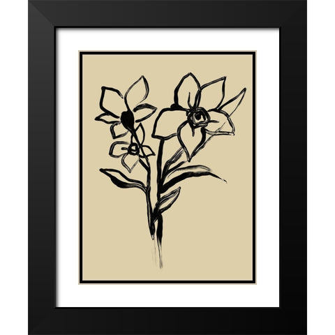 Inkwash Floral I Black Modern Wood Framed Art Print with Double Matting by Vess, June Erica