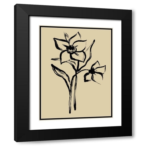 Inkwash Floral II Black Modern Wood Framed Art Print with Double Matting by Vess, June Erica