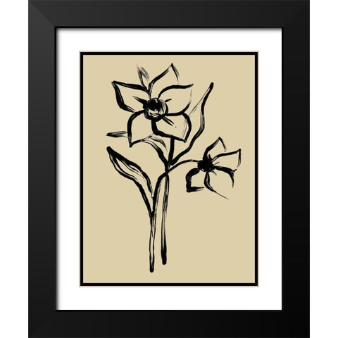 Inkwash Floral II Black Modern Wood Framed Art Print with Double Matting by Vess, June Erica