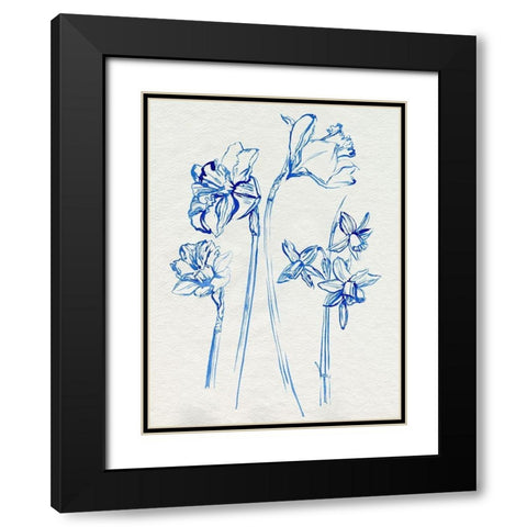 Inky Daffodils I Black Modern Wood Framed Art Print with Double Matting by Parker, Jennifer Paxton