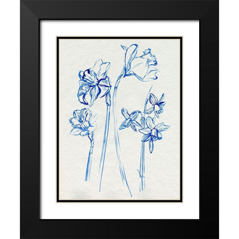 Inky Daffodils I Black Modern Wood Framed Art Print with Double Matting by Parker, Jennifer Paxton
