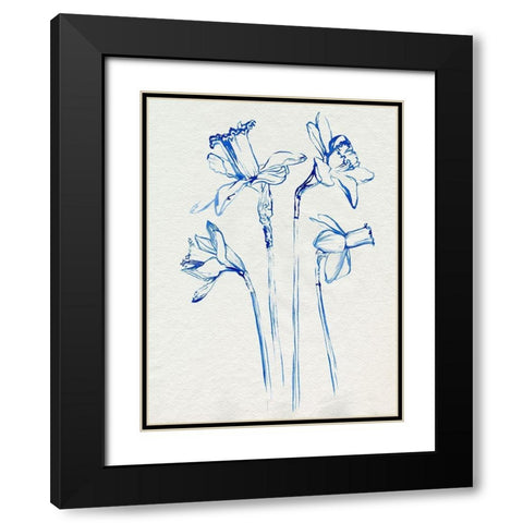 Inky Daffodils II Black Modern Wood Framed Art Print with Double Matting by Parker, Jennifer Paxton