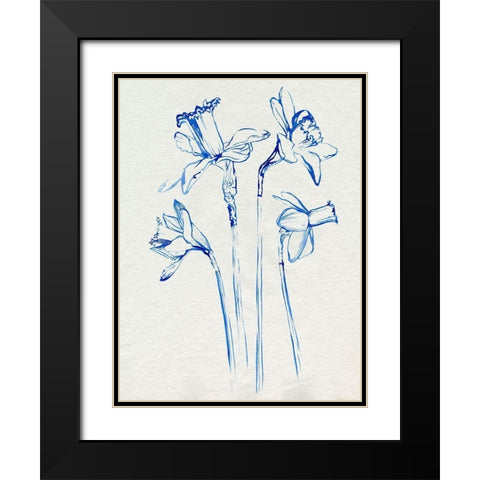 Inky Daffodils II Black Modern Wood Framed Art Print with Double Matting by Parker, Jennifer Paxton