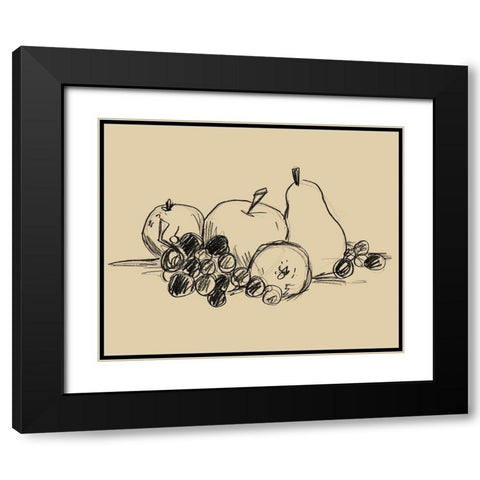 Graphite Fruit I Black Modern Wood Framed Art Print with Double Matting by Vess, June Erica