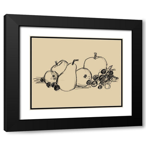 Graphite Fruit II Black Modern Wood Framed Art Print with Double Matting by Vess, June Erica