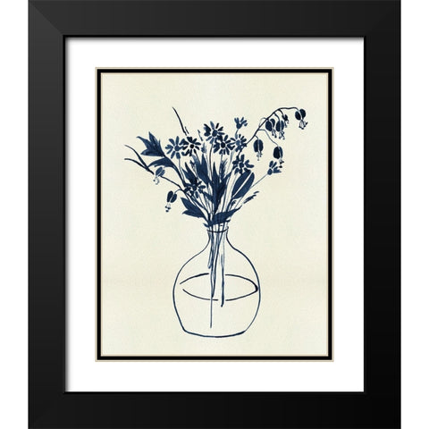 Indigo Floral Vase I Black Modern Wood Framed Art Print with Double Matting by Wang, Melissa