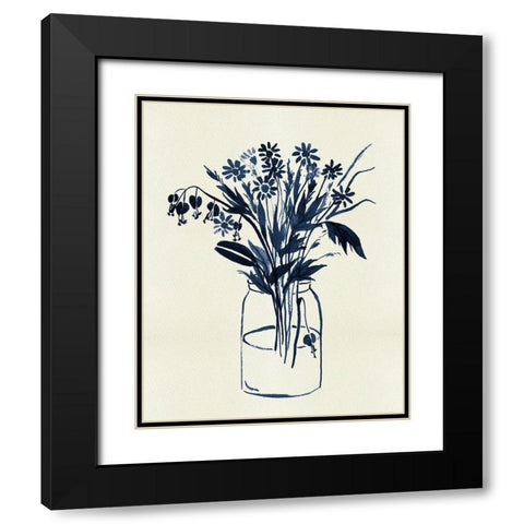 Indigo Floral Vase II Black Modern Wood Framed Art Print with Double Matting by Wang, Melissa