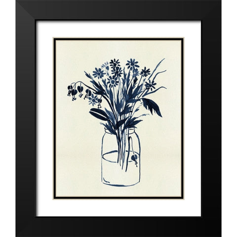 Indigo Floral Vase II Black Modern Wood Framed Art Print with Double Matting by Wang, Melissa