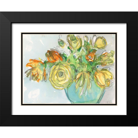 Spring Floral Accent I Black Modern Wood Framed Art Print with Double Matting by Dixon, Samuel