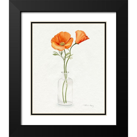 California Poppy Vase II Black Modern Wood Framed Art Print with Double Matting by Popp, Grace