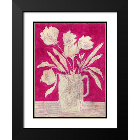 Fuchsia Arrangement II Black Modern Wood Framed Art Print with Double Matting by Moore, Regina
