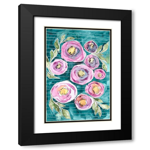 Floral Radiance II Black Modern Wood Framed Art Print with Double Matting by Moore, Regina