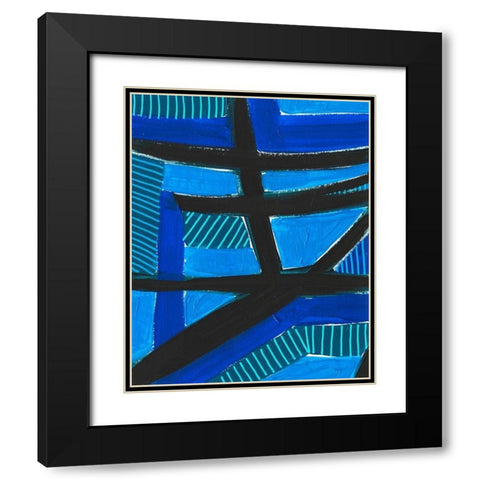 Involved Blues I Black Modern Wood Framed Art Print with Double Matting by Moore, Regina