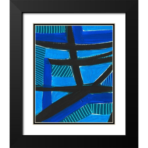 Involved Blues I Black Modern Wood Framed Art Print with Double Matting by Moore, Regina