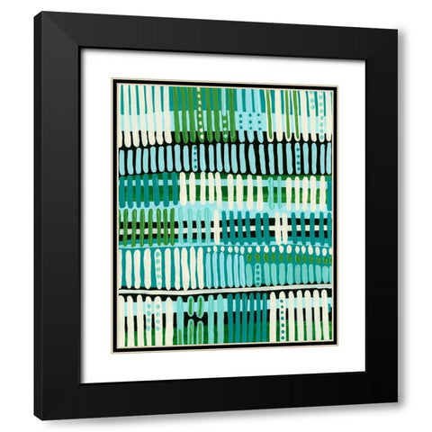 Teal Pattern II Black Modern Wood Framed Art Print with Double Matting by Moore, Regina