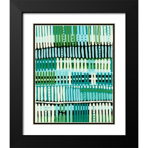 Teal Pattern II Black Modern Wood Framed Art Print with Double Matting by Moore, Regina