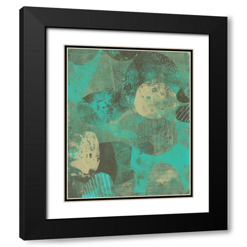 Minty Green Orbs I Black Modern Wood Framed Art Print with Double Matting by Moore, Regina