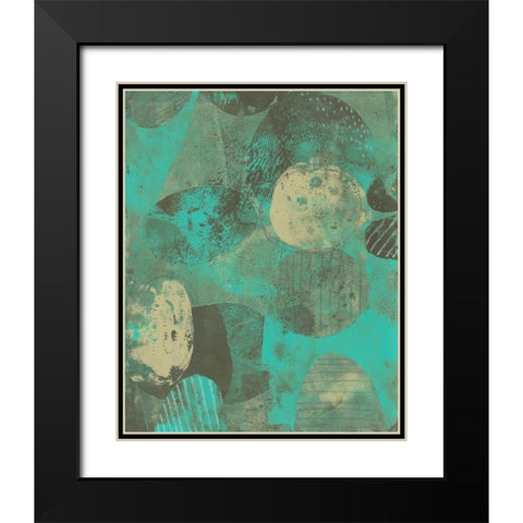 Minty Green Orbs I Black Modern Wood Framed Art Print with Double Matting by Moore, Regina