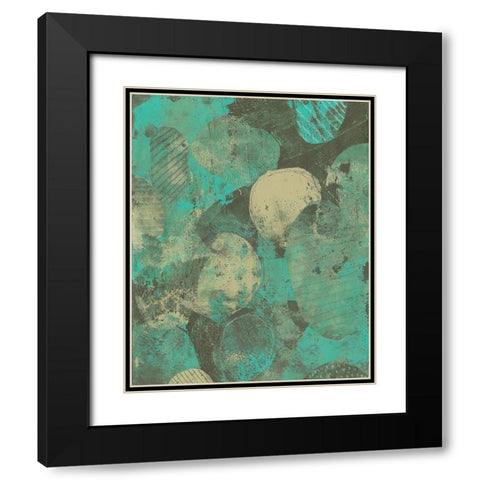 Minty Green Orbs II Black Modern Wood Framed Art Print with Double Matting by Moore, Regina
