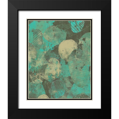 Minty Green Orbs II Black Modern Wood Framed Art Print with Double Matting by Moore, Regina