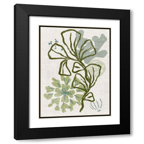 Coral Blockprint III Black Modern Wood Framed Art Print with Double Matting by Vess, June Erica