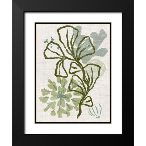 Coral Blockprint III Black Modern Wood Framed Art Print with Double Matting by Vess, June Erica