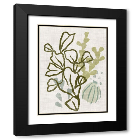 Coral Blockprint IV Black Modern Wood Framed Art Print with Double Matting by Vess, June Erica