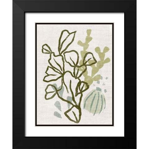 Coral Blockprint IV Black Modern Wood Framed Art Print with Double Matting by Vess, June Erica