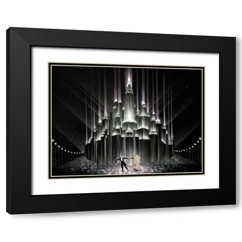 Two for Tonight Black Modern Wood Framed Art Print with Double Matting by Hoppe, Robert