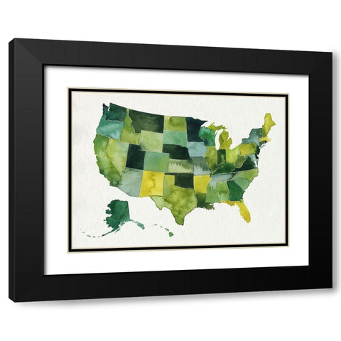 USA in Watercolor I Black Modern Wood Framed Art Print with Double Matting by Popp, Grace