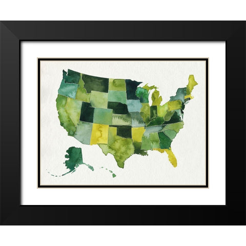 USA in Watercolor I Black Modern Wood Framed Art Print with Double Matting by Popp, Grace