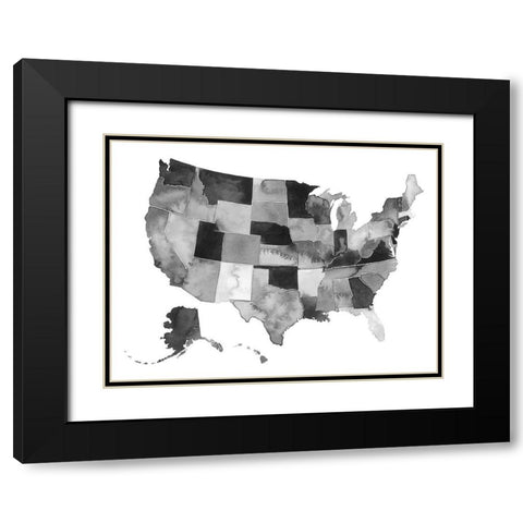 USA in Watercolor II Black Modern Wood Framed Art Print with Double Matting by Popp, Grace