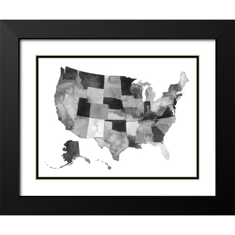 USA in Watercolor II Black Modern Wood Framed Art Print with Double Matting by Popp, Grace