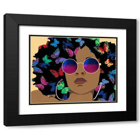 Butterfly Diva I Black Modern Wood Framed Art Print with Double Matting by Saunders, Alonzo