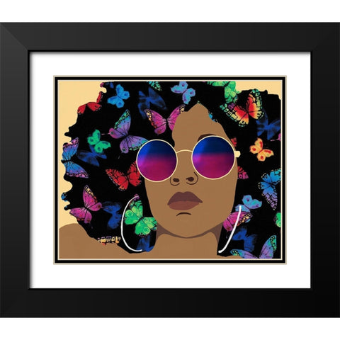 Butterfly Diva I Black Modern Wood Framed Art Print with Double Matting by Saunders, Alonzo