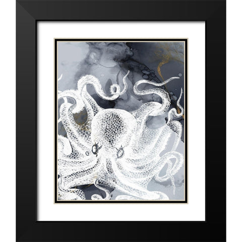 Octopus Ink II Black Modern Wood Framed Art Print with Double Matting by Zalewski, Christine