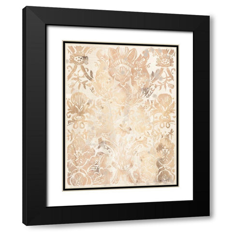 Walnut Damask III Black Modern Wood Framed Art Print with Double Matting by Vess, June Erica