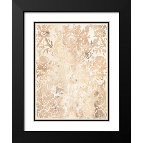 Walnut Damask III Black Modern Wood Framed Art Print with Double Matting by Vess, June Erica