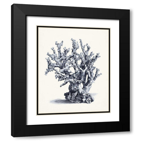 Blue Antique Coral II Black Modern Wood Framed Art Print with Double Matting by Vision Studio