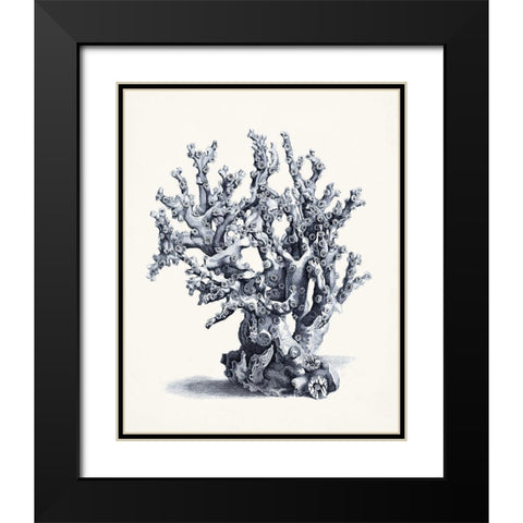 Blue Antique Coral II Black Modern Wood Framed Art Print with Double Matting by Vision Studio