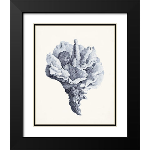 Blue Antique Coral III Black Modern Wood Framed Art Print with Double Matting by Vision Studio