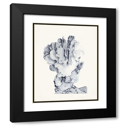 Blue Antique Coral IV Black Modern Wood Framed Art Print with Double Matting by Vision Studio