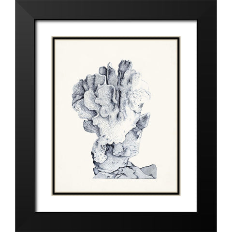 Blue Antique Coral IV Black Modern Wood Framed Art Print with Double Matting by Vision Studio