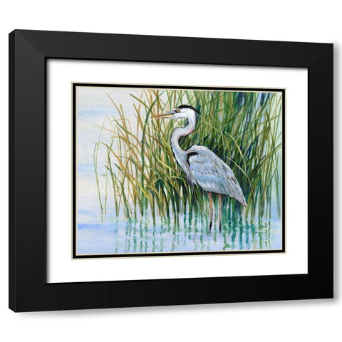 Heron in the Marsh II Black Modern Wood Framed Art Print with Double Matting by OToole, Tim