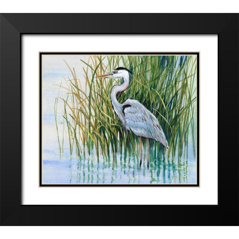 Heron in the Marsh II Black Modern Wood Framed Art Print with Double Matting by OToole, Tim