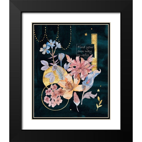 Moonlight Flowers II Black Modern Wood Framed Art Print with Double Matting by Wang, Melissa